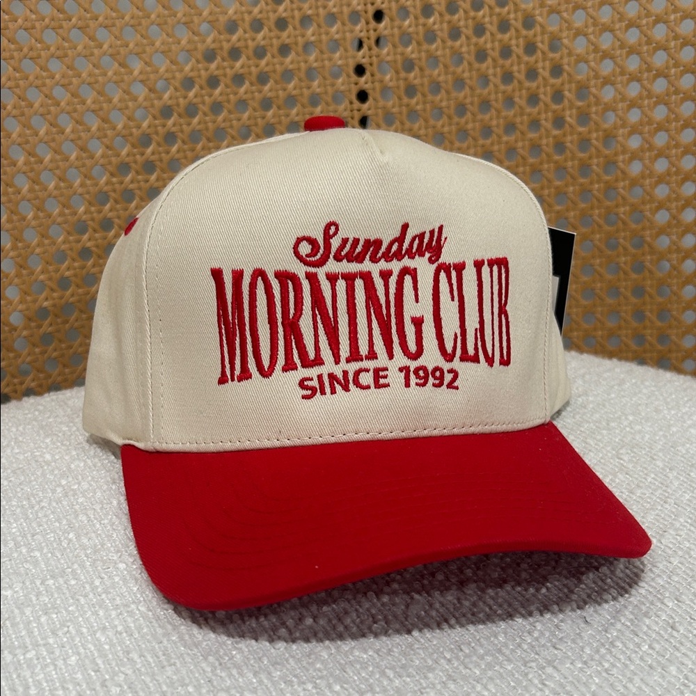 Sunday Morning Club Since 1992 Red & Cream Trucker Hat